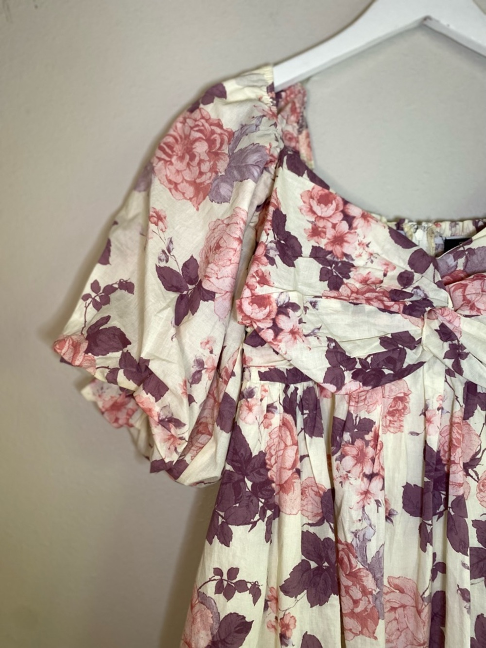 Trixxi Floral Puff Sleeve Mini Dress Size Large Romantic Boho Cottagecore - Picture 3 of 16